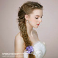 Retro Bridal Wedding Forest girl Purple Cloth Floral Rhinestone Crystal Bride Headband Hair Clip Accessories
