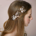 Retro Bridal Wedding Pearl Alloy Floral Leaf Rhinestone Crystal Bride Headband Hair Accessories