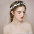 Retro Bridal Wedding Rhinestone Bead Alloy Floral Crystal Pearl Bride Headband Hair Hoop Accessories