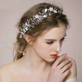 Retro Bridal Wedding Rhinestone Silver Alloy Pearl Flower leaf Crystal Bride Headband Hair Hoop Accessories