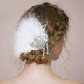 Retro Bridal Wedding White Feather Rhinestone Crystal Tassel Bride Headband Hair Clip Accessories