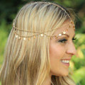 Retro Fashion Woman Alloy Bling Tassel Sequins Double layer Chain Headband Hair Accessories
