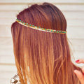 Retro Fashion Woman Bohemia Alloy Sequins Beads Turquoise Multilayer Chain Headband Hair Accessories