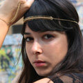 Retro Fashion Woman Fishbone Alloy Chain Gold Plated Punk Headband Hair Accessories