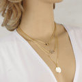 Retro Fashion Women Multi layer Gold-plated Metal Heart Sequins Hollow Butterfly Necklace Clavicle Chain