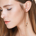 Retro Wedding Bridal Europe Woman Leaf Pearl Tassel long Eardrop Earrings Jewelry