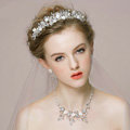 Retro Wedding Bridal Jewelry Alloy Flower Rhinestone Crystal Beads Tiaras Necklace Earrings Set
