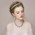 Retro Wedding Bridal Jewelry Alloy Small Dots Rhinestone Crystal Tiaras Necklace Earrings Set