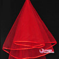 Romantic Cathedral Multilayer 150cm Length Red Satin Edge Bridal Wedding Veil Hot Sell