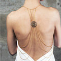 Simple Alloy Gold Plated Body Chain Hollow Flower Bodychain Delicate Bikini Chain Tassel Necklace