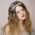 Vintage Bridal Wedding Alloy Leaf Tassel Rhinestone Crystal Bead Bride Headband Hair Accessories