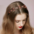 Vintage Bridal Wedding Alloy Red Flower Rhinestone Crystal Bride Headband Hair Accessories