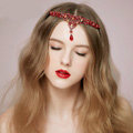 Vintage Bridal Wedding Alloy Rhinestone Tiaras Red Peach heart Crystal Crown Hair Accessories
