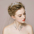 Vintage Wedding Bridal Jewelry Alloy Butterfly Pearl Rhinestone Crystal Tiaras Necklace Earrings Set