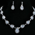 Vintage Wedding Bridal Jewelry Alloy Clear Rhinestone Water-drop Statement Necklace Earrings Set