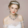 Vintage Wedding Bridal Jewelry Alloy Flower Pearl Rhinestone Crystal Bead Tiaras Necklace Earrings Set