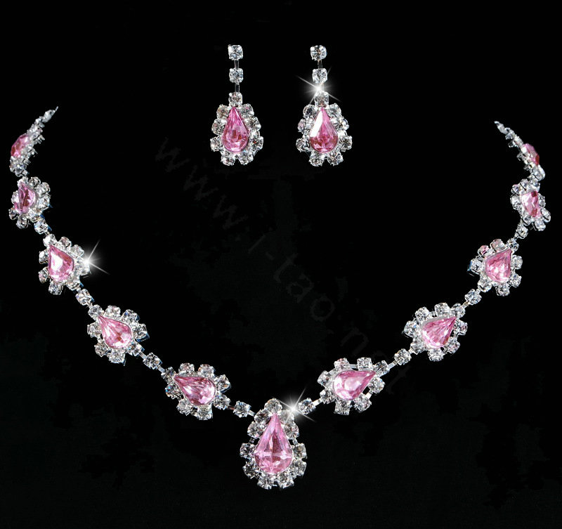 Buy Wholesale Vintage Wedding Bridal Jewelry Alloy Pink Rhinestone ...