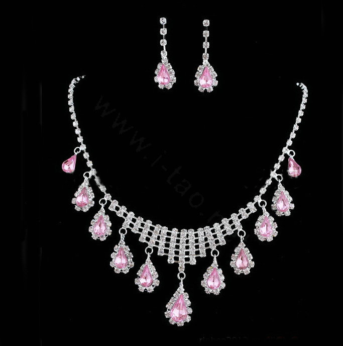 Buy Wholesale Vintage Wedding Bridal Jewelry Alloy Pink Rhinestone ...
