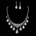 Vintage Wedding Bridal Jewelry Alloy Rhinestone Water-drop Tassel Necklace Earrings Set