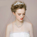 Vintage Wedding Bridal Jewelry Butterfly Flower Rhinestone Crystal Bead Tiaras Necklace Earrings Set