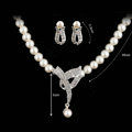Vintage Wedding Bridal Jewelry Rhinestone Pearl Necklace Chain Earrings Set Bride Party