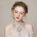 Vintage Wedding Bridal Jewelry Tassel Pearl Flower Rhinestone Crystal Bead Necklace Earrings Set