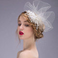 Beautiful Pearl Rhinestone Lace Bridal Gauze Headband Bride Wedding Dress Face Veils Hair Accessories