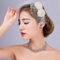Bowknot Pearl Beads Gauze Bridal Fascinator Wedding Dress Prom Face Veils Hair Clip Accessories