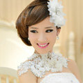 Bride Delicate Handmade Lace Flower Rhinestone Wedding Necklace Bridal Shoulder Chain Dress Jewelry