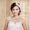 Calssic Bride Delicate Lace Flower Rhinestone Tassel Wedding Necklace Bridal Shoulder Chain Dress Jewelry