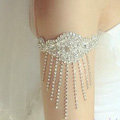Calssic Lace Flower Rhinestone Tassel Bridal Armlet Wedding Party Perform Bracelet Arm Chain Accessories