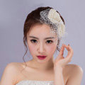 Elegant Bowknot Pearl Beads Gauze Bridal Fascinator Wedding Dress Prom Face Veils Hair Clip Accessories