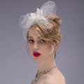 Elegant Pearl Gauze Bridal Fascinator Hair Headwear Accessories Bride Wedding Dress Prom Face Veils
