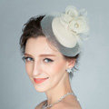 European Rose Flower Crystal Gauze Bridal Fascinator Hair Accessories Wedding Party Prom Hat Face Veils