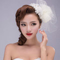 Flower Crystal Pearl Lace Gauze Bridal Fascinator Headpiece Bride Wedding Dress Prom Face Veils Hair Accessories