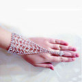 Hellow Rhinestone with Ring Bracelet Bridal Wedding Crystal Stage Hand Chain Accessories