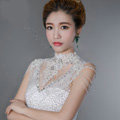 Gorgeous Bride Lace Rhinestone Wedding Shawl Crystal Beads Necklace Bridal Shoulder Chain Jewelry