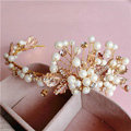 High Quality Gold Leaf Wedding Crystal Beads Pearl Bridal Headpiece Women Hair Hoop Accessories