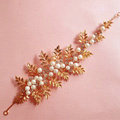High Quality Gold Leaf Wedding Handmade Crystal Beads Pearl Bridal Soft Headpiece Women Hair Accessories