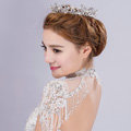 Large Round Flower Pearl Crystal Bride Wedding Tiaras Princess Pageant Rhinestone Crowns Hair Accessory