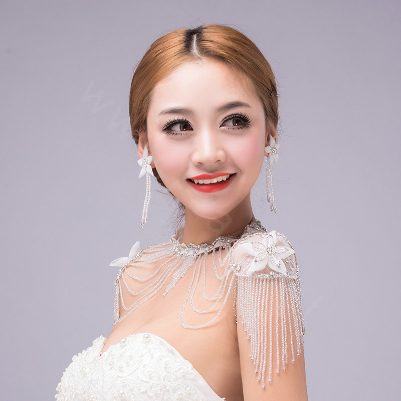 Buy Wholesale Luxurious Bride Lace Flower Wedding Shawl Pearl Crystal ...
