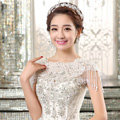 Luxurious Bride Delicate Lace Flower Wedding Shawl Crystal Bead Tassel Bridal Shoulder Chain Jewelry