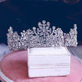 Luxurious European Style Large Round Crystal Princess Tiaras Wedding Bridal Hair Rhinestone Crown