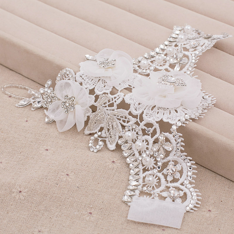 Buy Wholesale New Pearl Rhinestone Lace Flower Bridal Wristlet Wedding ...