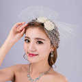 Sweety Bowknot Pearl Beads Gauze Bridal Fascinator Wedding Dress Prom Face Veils Hair Clip Accessories