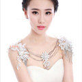 Sweety Bride Wedding Lace Flower Tassel Crystal Shawl Rhinestone Bridal Princess Shoulder Chain Jewelry