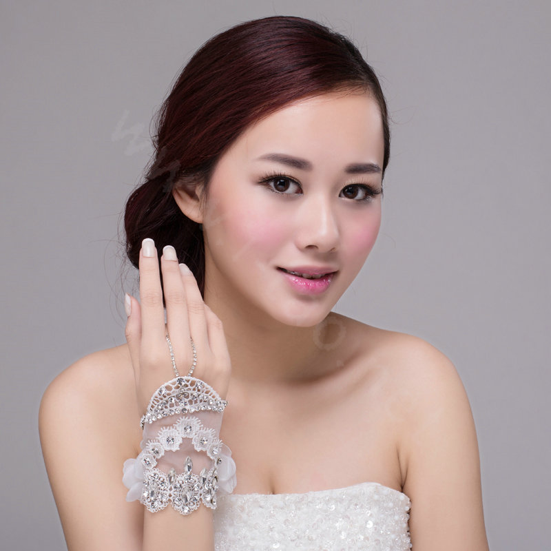Buy Wholesale Elegant Pearl Rhinestone Lace Flower Bridal Wristlet ...