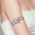 Sweety Style Rhinestone Butterfly Bridal Wedding Bracelet Crystal Armband Deco Armlet Chain