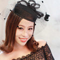 Vintage Bridal Flower Feathers Fascinator Wedding Accessories Prom Party Black Gauze Hats Face Veils