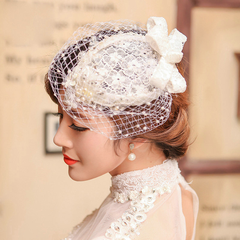 Details about  / Lace Fascinator Hat Flower Elegant Hair Clip Beaded Bridal Cosplay Retro Classic